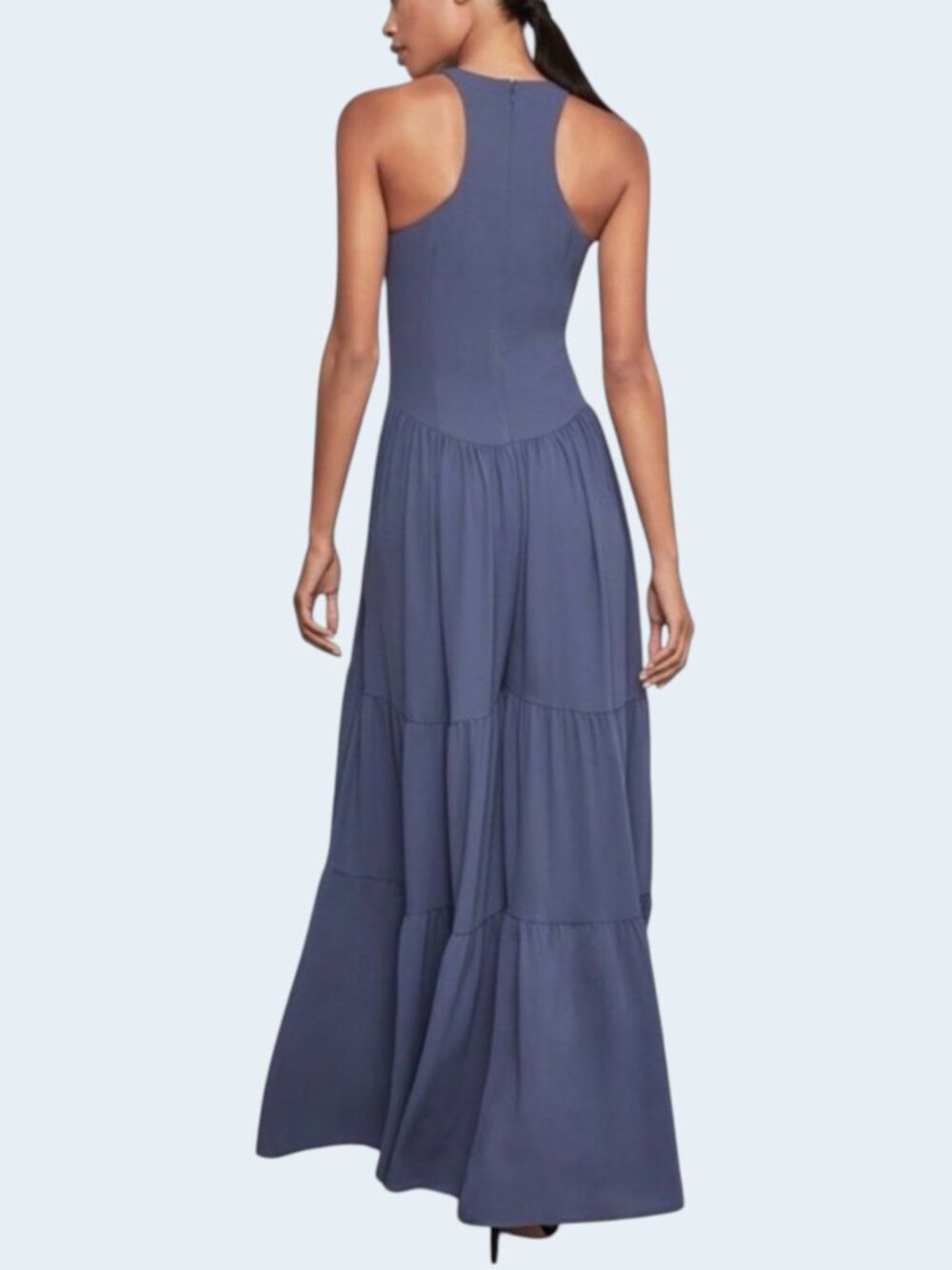 BCBGMAXAZRIA Harvie Racerback Culottes Wide Leg Maxi DressJumpsuit Blue Small - Picture 2 of 6